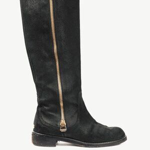 Jimmy Choo Doreen Black Rugged Suede Knee-High Boots